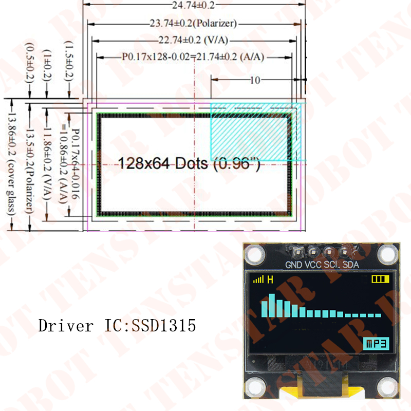 TENSTAR 0.96 Inch OLED SSD1306 - Ssd1306 评论和价格