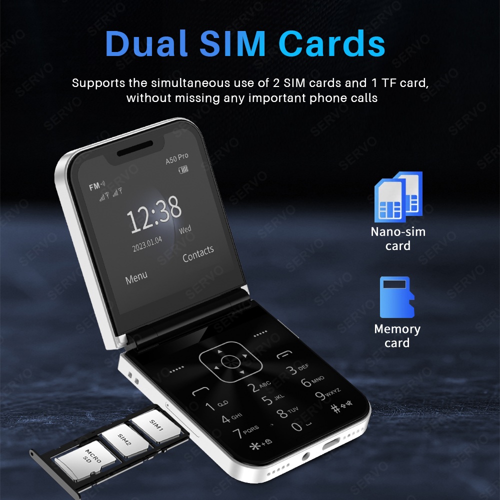 SERVO A50 PRO Flip Mobile Phon - Tft Display 2.4 评论和价格