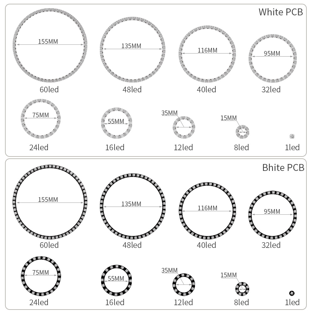 WS2812B RGBIC LED Ring Individ - Neopixel 评论和价格