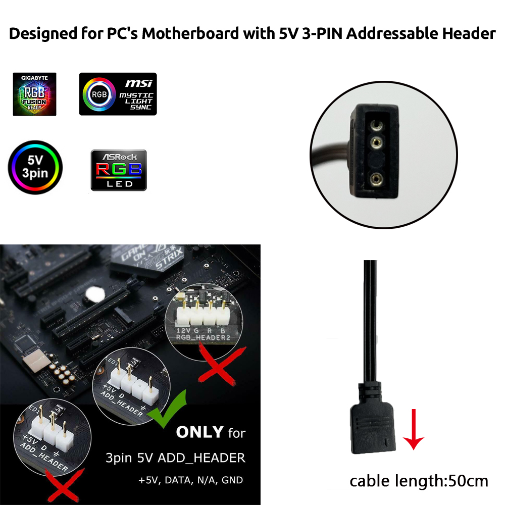 5V ARGB 3Pin Header for Asus A - Ws2812B Strip 5V 评论和价格